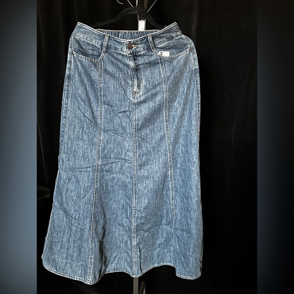 Women's Blue Denim Flared Maxi Skirt Size L - Picture 5 of 12